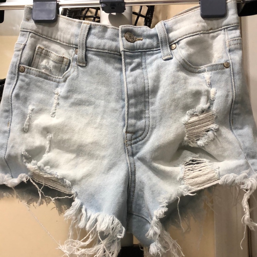 light blue shorts